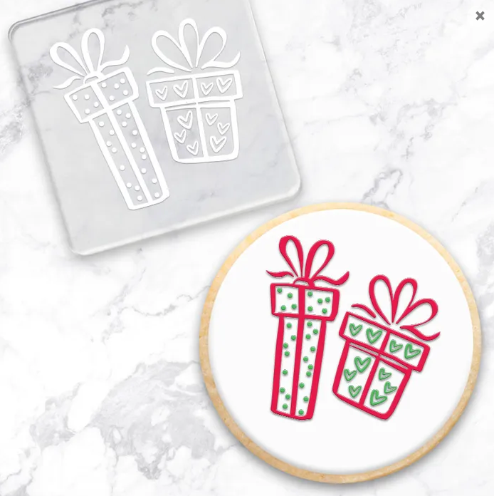 Christmas Themed Debosser Fondant Cookie Impression Santa Wreath Reindeer