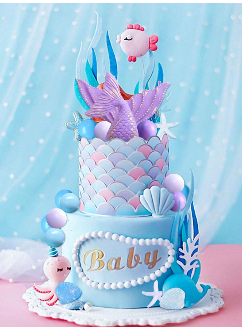 Mermaid Themed Cake Topper Set #2