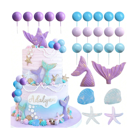 Mermaid Themed Cake Topper Set #2