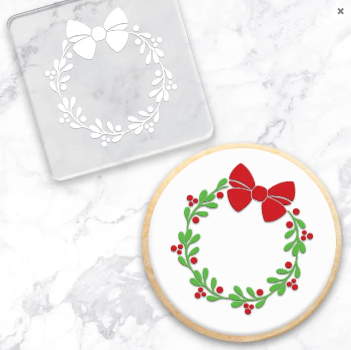 Christmas Themed Debosser Fondant Cookie Impression Santa Wreath Reindeer
