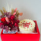 Valentines Mini Cake & Flowers Box