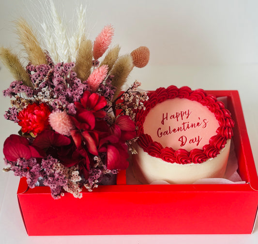 Galentines Mini Cake & Flowers Box