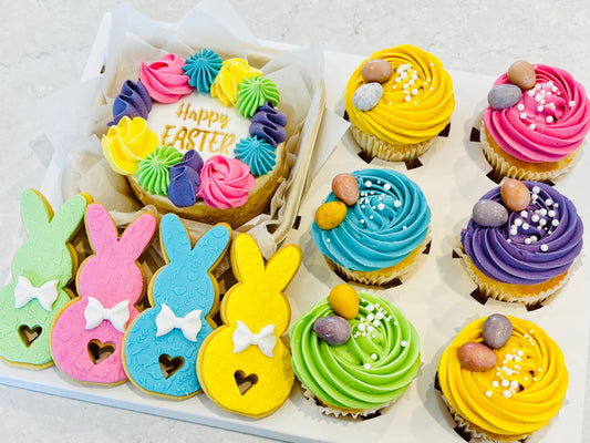 Easter Bento Box - Mini Cake, 6 x Cupcakes & 4 x Cookies